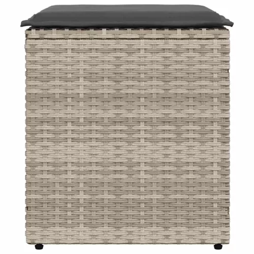  2 db világosszürke polyrattan kerti szék párnával 40x40x43 cm