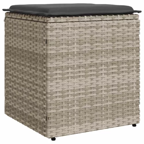  2 db világosszürke polyrattan kerti szék párnával 40x40x43 cm