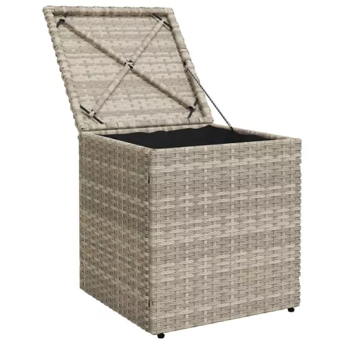  2 db világosszürke polyrattan kerti szék párnával 40x40x43 cm