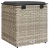  2 db világosszürke polyrattan kerti szék párnával 40x40x43 cm