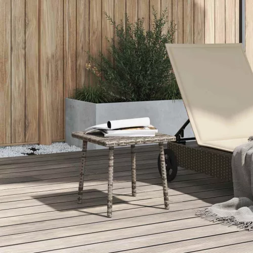  téglalap szürke polyrattan kerti dohányzóasztal 40x40x37cm