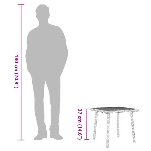  téglalap bézs polyrattan kerti dohányzóasztal 40x40x37cm