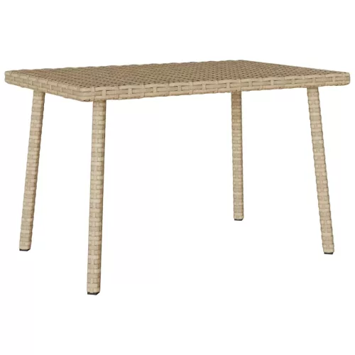  téglalap bézs polyrattan kerti dohányzóasztal 60x40x37cm