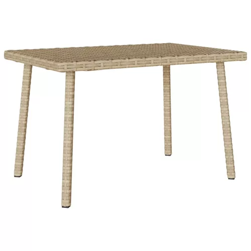  téglalap bézs polyrattan kerti dohányzóasztal 60x40x37cm