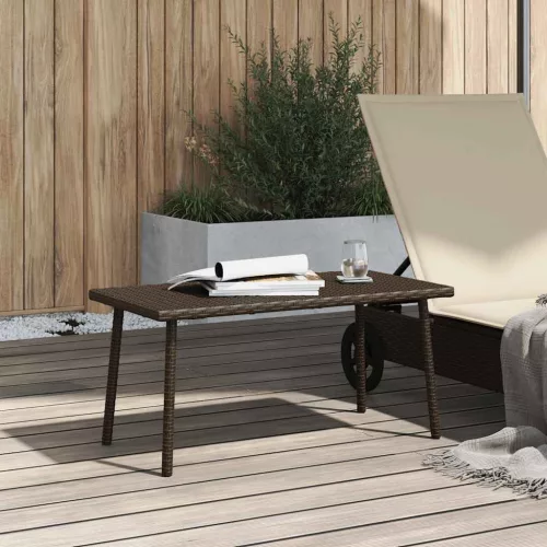 téglalap barna polyrattan kerti dohányzóasztal 80x40x37cm