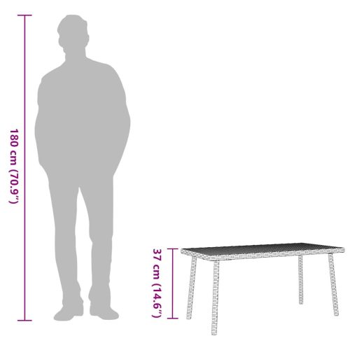  téglalap bézs polyrattan kerti dohányzóasztal 80x40x37cm