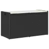  fekete polyrattan kültéri tárolópad párnával 100 cm