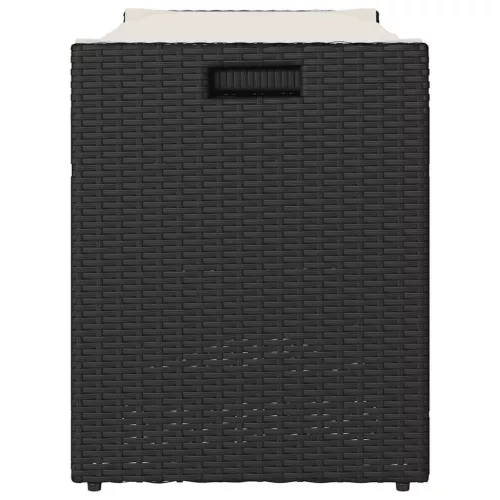  fekete polyrattan kültéri tárolópad párnával 100 cm