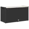  fekete polyrattan kültéri tárolópad párnával 100 cm