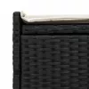  fekete polyrattan kültéri tárolópad párnával 100 cm