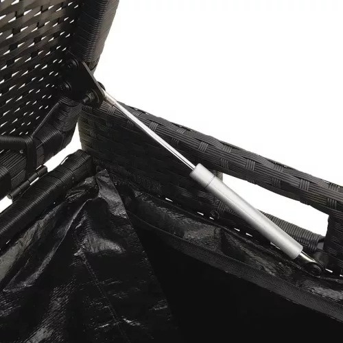  fekete polyrattan kültéri tárolópad párnával 100 cm