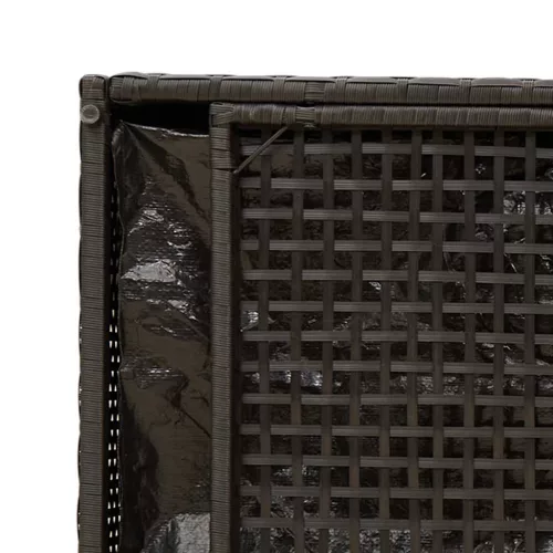  fekete polyrattan kültéri tárolópad párnával 100 cm