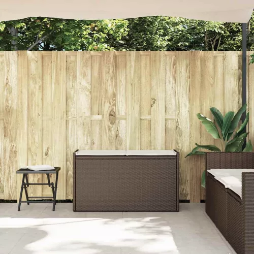  barna polyrattan kültéri tárolópad párnával 100 cm