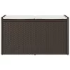  barna polyrattan kültéri tárolópad párnával 100 cm