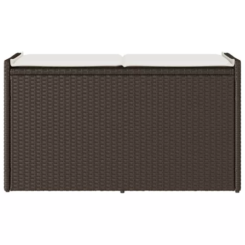  barna polyrattan kültéri tárolópad párnával 100 cm
