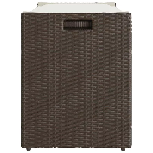  barna polyrattan kültéri tárolópad párnával 100 cm