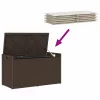  barna polyrattan kültéri tárolópad párnával 100 cm