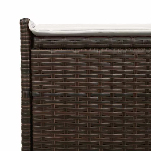 barna polyrattan kültéri tárolópad párnával 100 cm