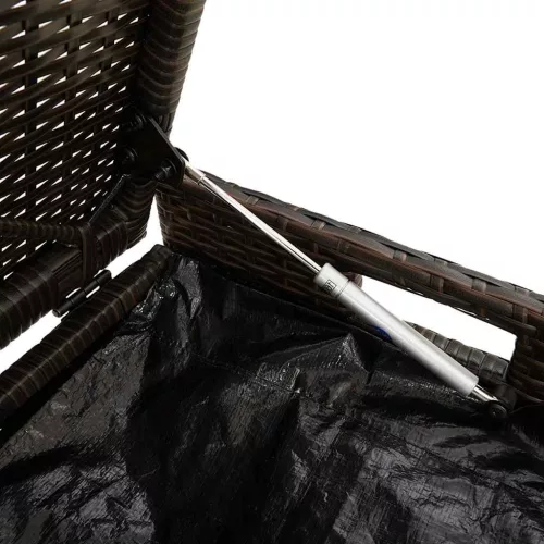  barna polyrattan kültéri tárolópad párnával 100 cm