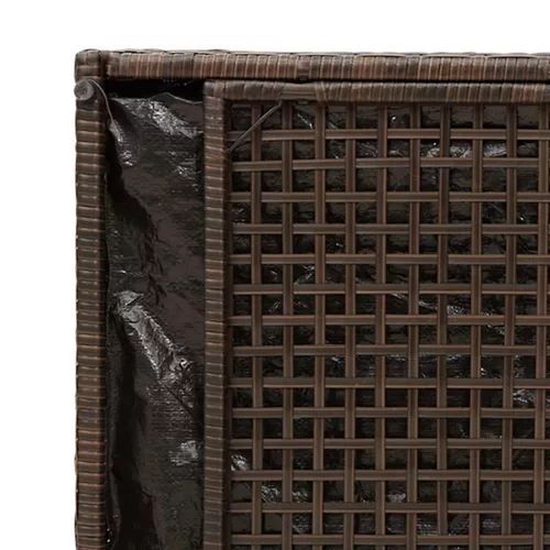  barna polyrattan kültéri tárolópad párnával 100 cm