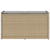 bézs polyrattan kültéri tárolópad párnával 100 cm