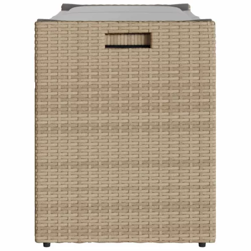  bézs polyrattan kültéri tárolópad párnával 100 cm