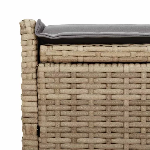  bézs polyrattan kültéri tárolópad párnával 100 cm