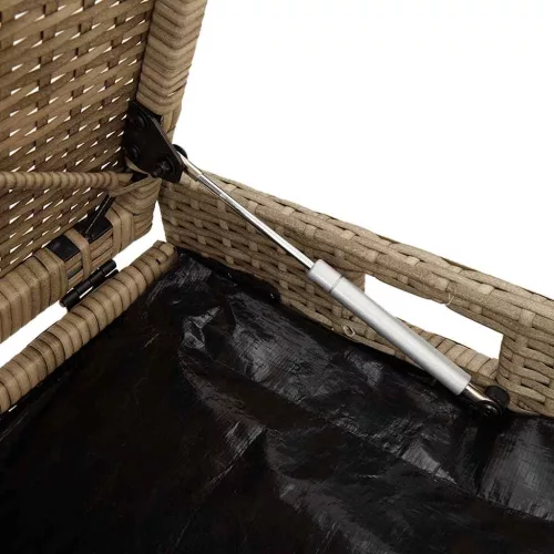 bézs polyrattan kültéri tárolópad párnával 100 cm