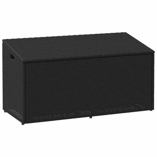  fekete polyrattan kerti tárolóláda 110x50x58 cm
