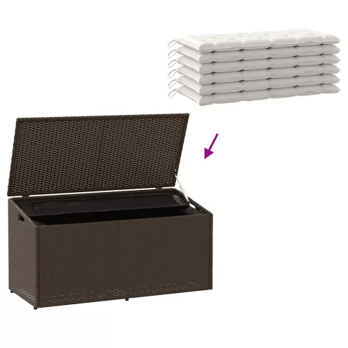  barna polyrattan kerti tárolóláda 110x50x58 cm