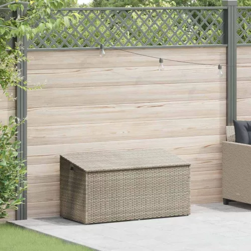  világosszürke polyrattan kerti tárolóláda 110x50x58 cm