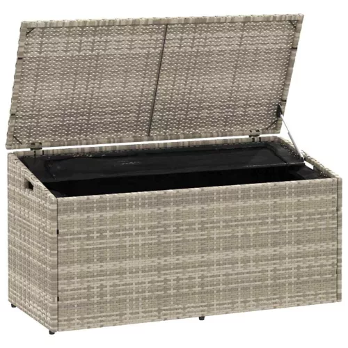  világosszürke polyrattan kerti tárolóláda 110x50x58 cm