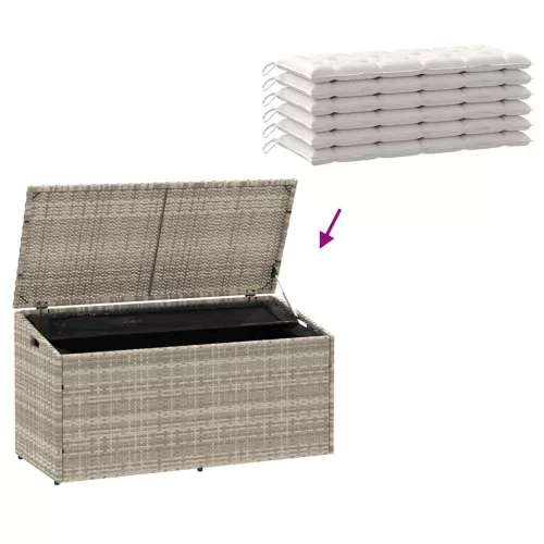  világosszürke polyrattan kerti tárolóláda 110x50x58 cm