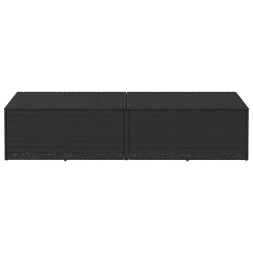  fekete polyrattan kerti tárolóláda 220x50x58 cm
