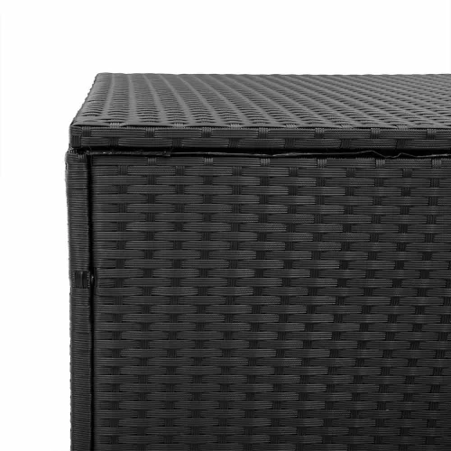  fekete polyrattan kerti tárolóláda 220x50x58 cm