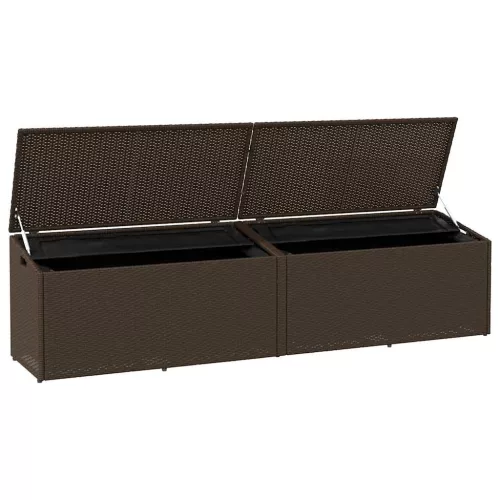  barna polyrattan kerti tárolóláda 220x50x58 cm