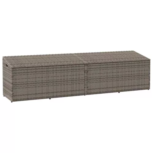  szürke polyrattan kerti tárolóláda 220x50x58 cm