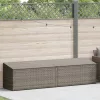  szürke polyrattan kerti tárolóláda 220x50x58 cm