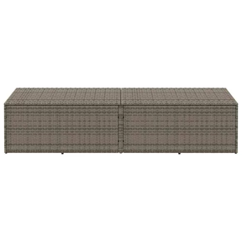  szürke polyrattan kerti tárolóláda 220x50x58 cm