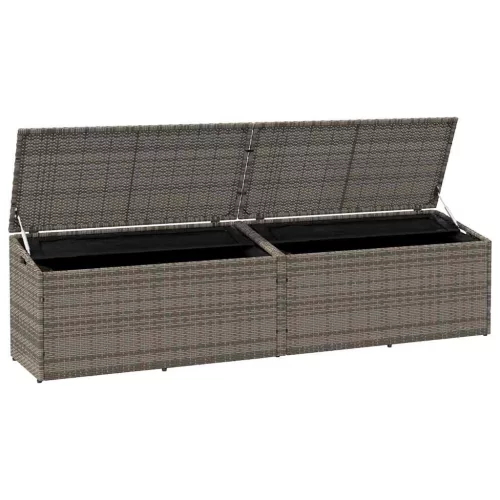  szürke polyrattan kerti tárolóláda 220x50x58 cm