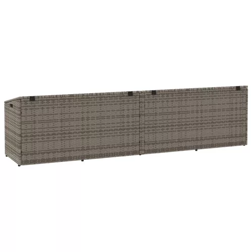  szürke polyrattan kerti tárolóláda 220x50x58 cm