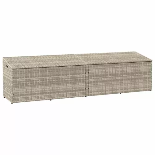  világosszürke polyrattan kerti tárolóláda 220x50x58 cm