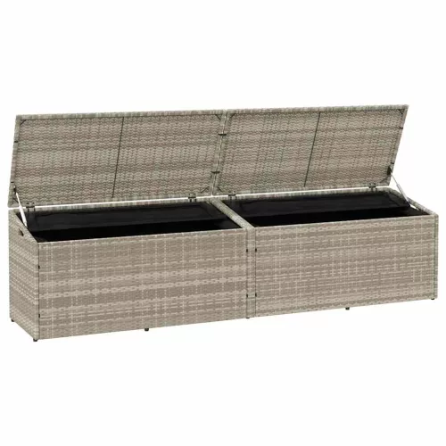  világosszürke polyrattan kerti tárolóláda 220x50x58 cm