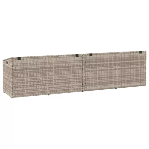  világosszürke polyrattan kerti tárolóláda 220x50x58 cm