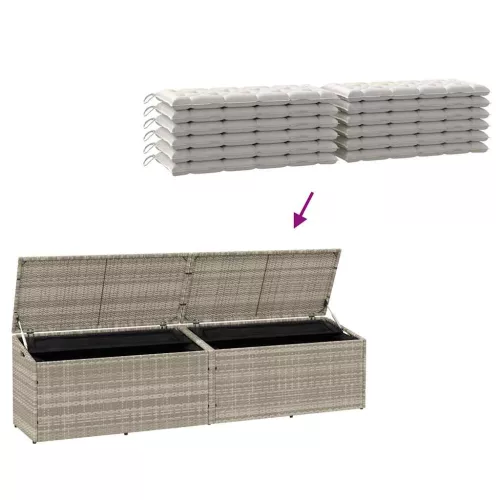  világosszürke polyrattan kerti tárolóláda 220x50x58 cm