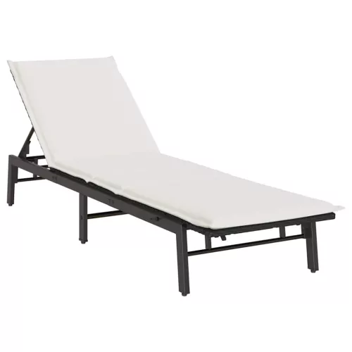  fekete polyrattan napozóágy párnával