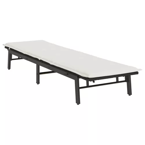  fekete polyrattan napozóágy párnával