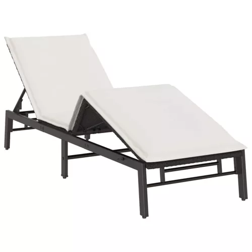  fekete polyrattan napozóágy párnával