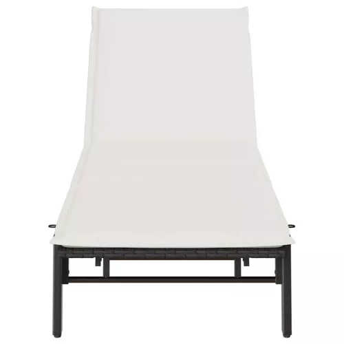  fekete polyrattan napozóágy párnával
