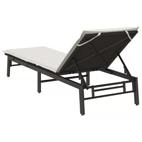  fekete polyrattan napozóágy párnával